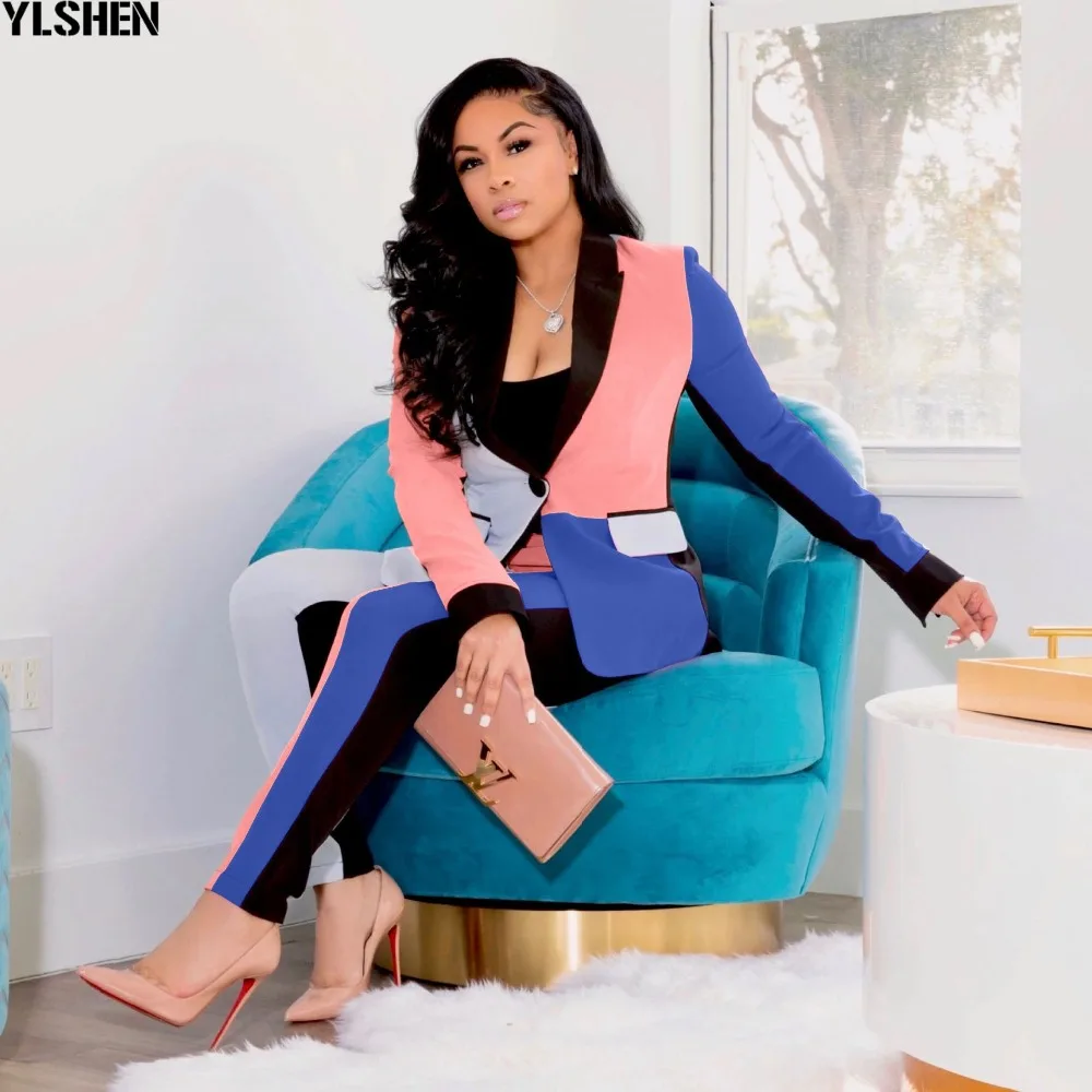 African Women Sets Print Long Sleeve Blazer Jacket Pants Suits Office Lady Elegant 2 Piece Set Business Outfits Africa Clothing 25