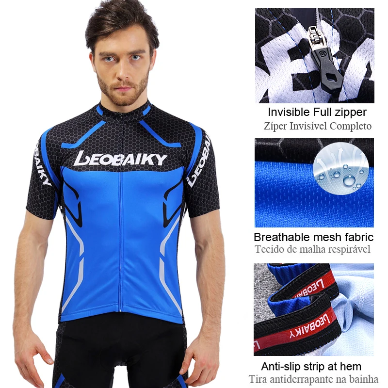 SKYSPER Men's Cycling Jersey Short Sleeve Cycling Clothes 3D Gel Padded Bib Shorts Breathable Bicycle Combo Clothing Set Summer for Race Bike