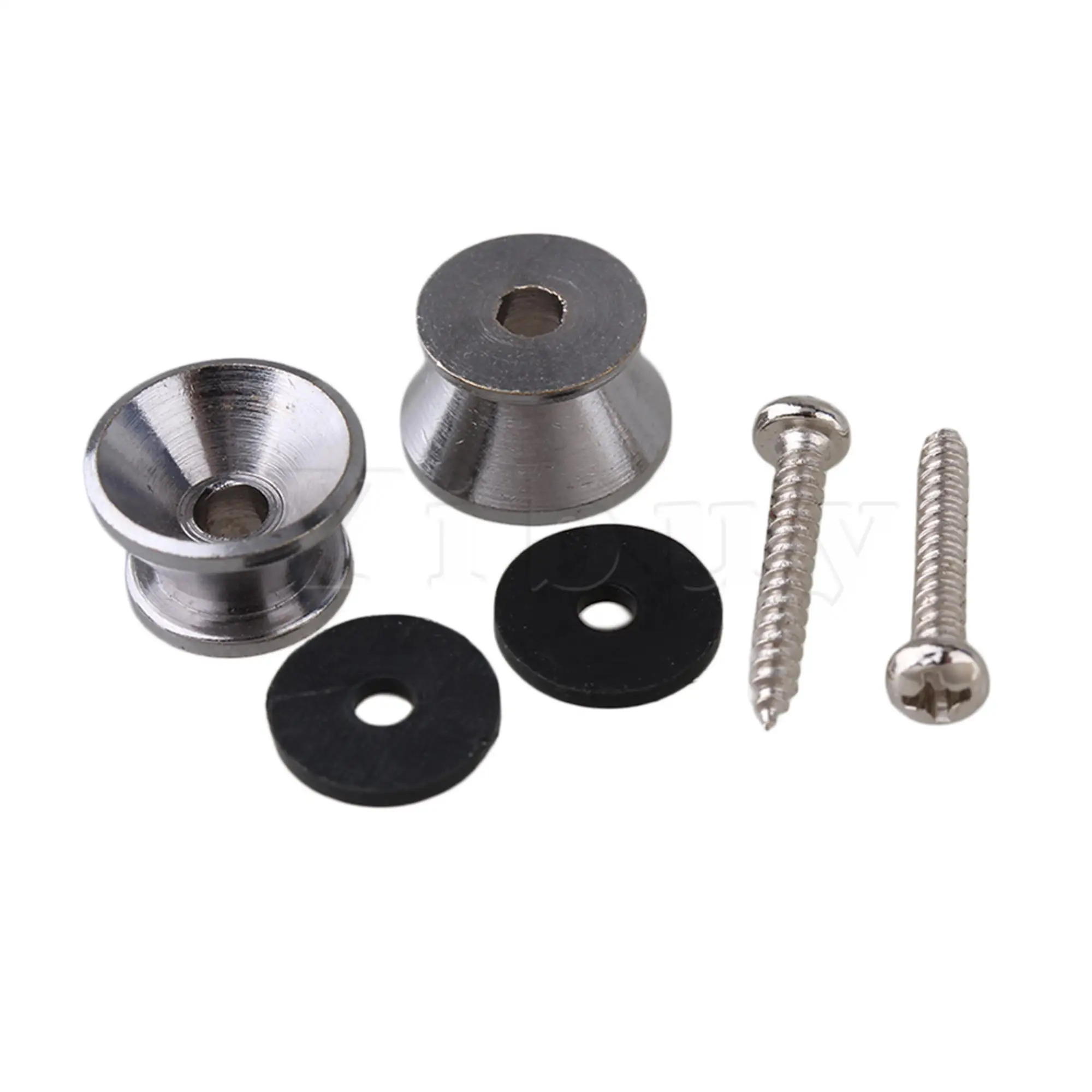 Yibuy Chrome Strap Lock For Electric Acoustic Guitar Bassstrap lockguitar strap lockguitar