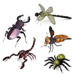 3d metal puzzle colorido inseto libélula orando mantis escorpião modelo kits montar quebra cabeça brinquedos de presente para crianças
