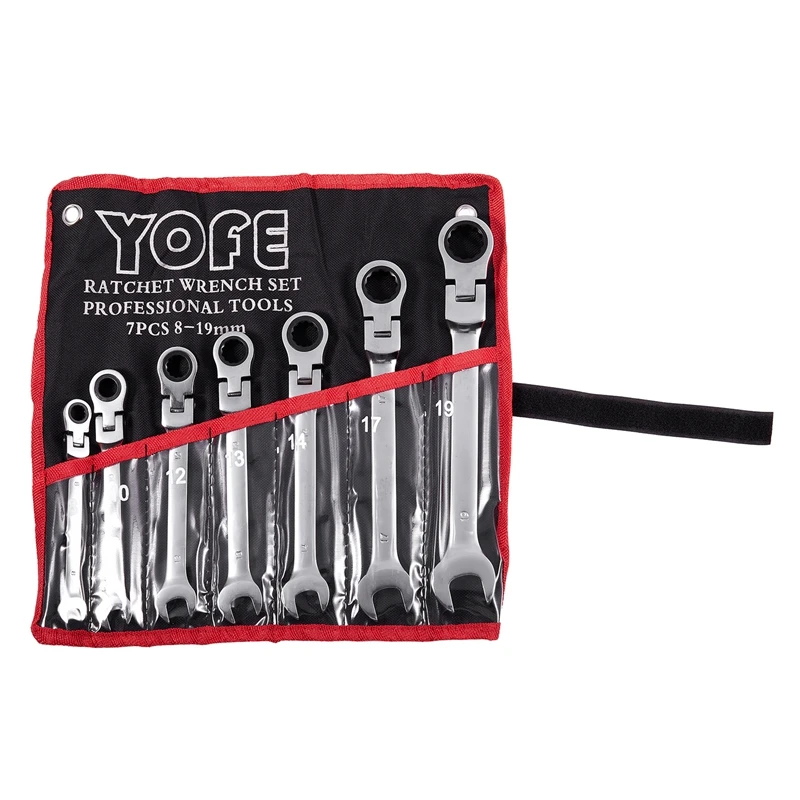 

EASY-YOFE 7Pcs The Key With Combination Flexible Ratchet Wrench Auto Repair Hand Tools Spanners