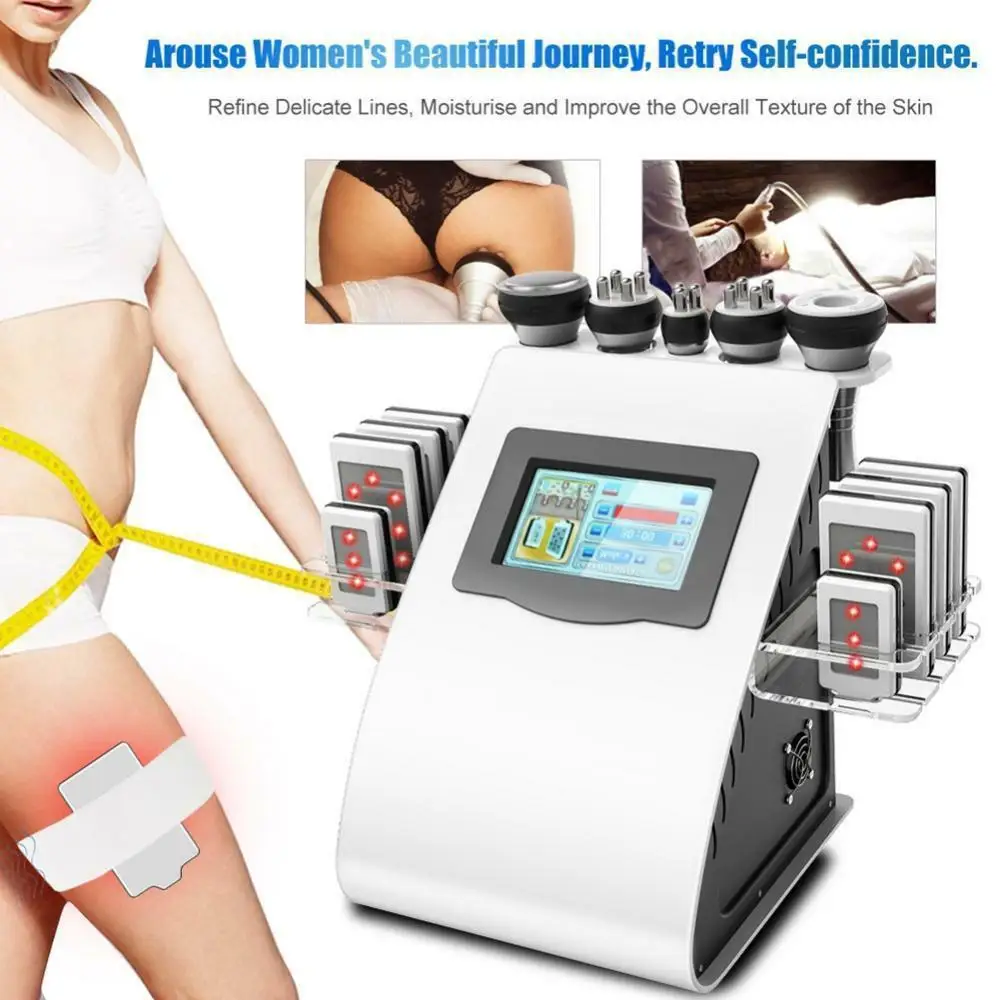 

6in1 40k Ultrasonic liposuction Cavitation 8 Pads LLLT lipo Laser Slimming Machine Vacuum RF Skin Care Salon Spa Equipment