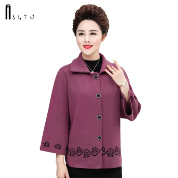 

ASLTW Cashmere Cardigan Coat New Autumn Winter Print Turn Down Collar Sweater Coat Women Plus Size Sweater Outwear Knitted Coat