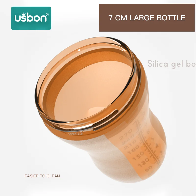 Usbon, бутылочка для кормления, силиконовая детская соска, для груди, воды, молока, с широким горлышком, калибр, сменная соска, соска с ручками для малышей