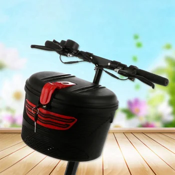 

Electric bicycle front frame car basket mountain bike plastic basket special storage with lock basket