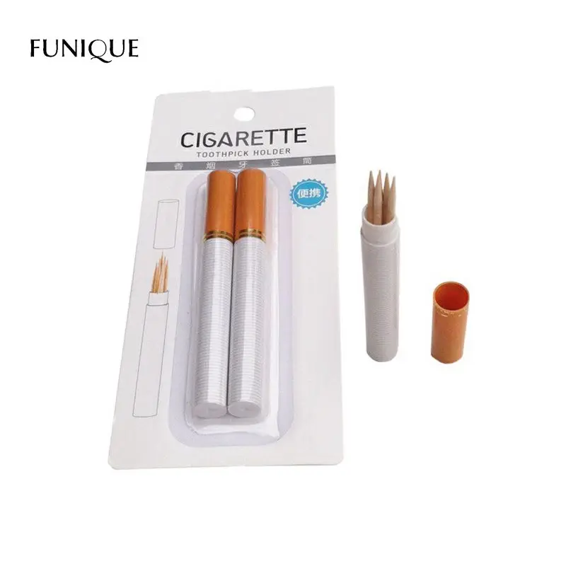

2Pcs/Set Cigarette Shaped Toothpick Holder Plastic Pocket Toothpick Holder Creative Storage Box Case Table Decoration