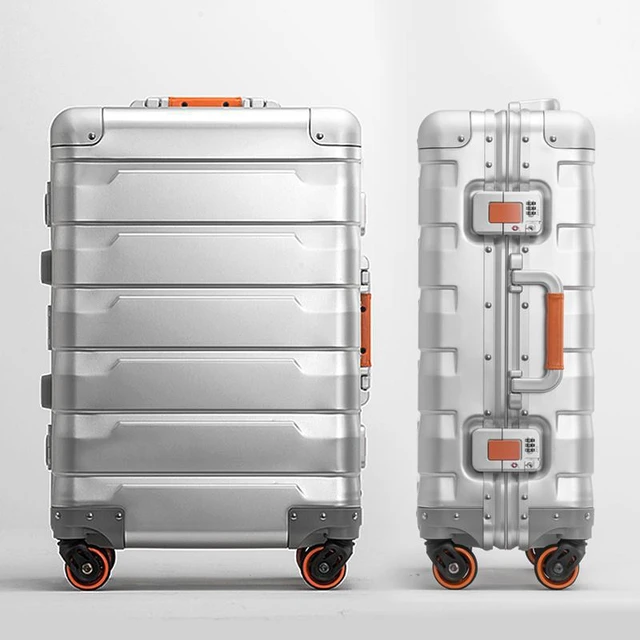 100% Full Aluminum Luggage Checked Boarding Suitcase 20"24" Carry On Luggage  Hardside Rolling Luggage