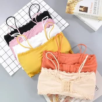 

New Lace Tube Top Bra Girl Sexy Lace Shoulder Strap Camisole Three-breasted Beauty Back Top