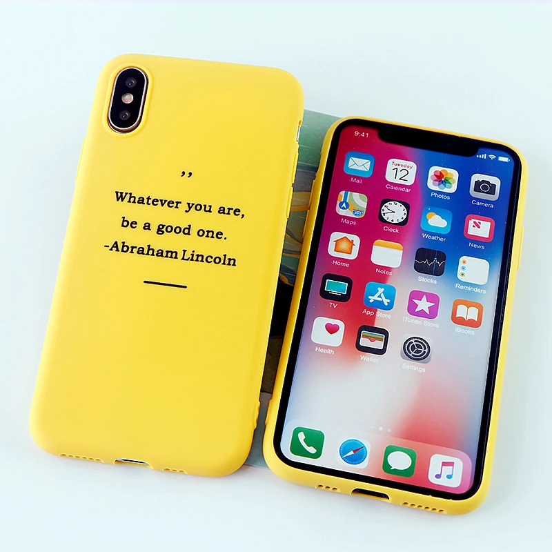 Чехлы для мобильных телефонов с забавными буквами для iPhone X XS MAX XR 8 7 6s Plus, мягкий силиконовый плотный чехол из ТПУ, универсальная задняя крышка, аксессуары - Цвет: 8627-yellow