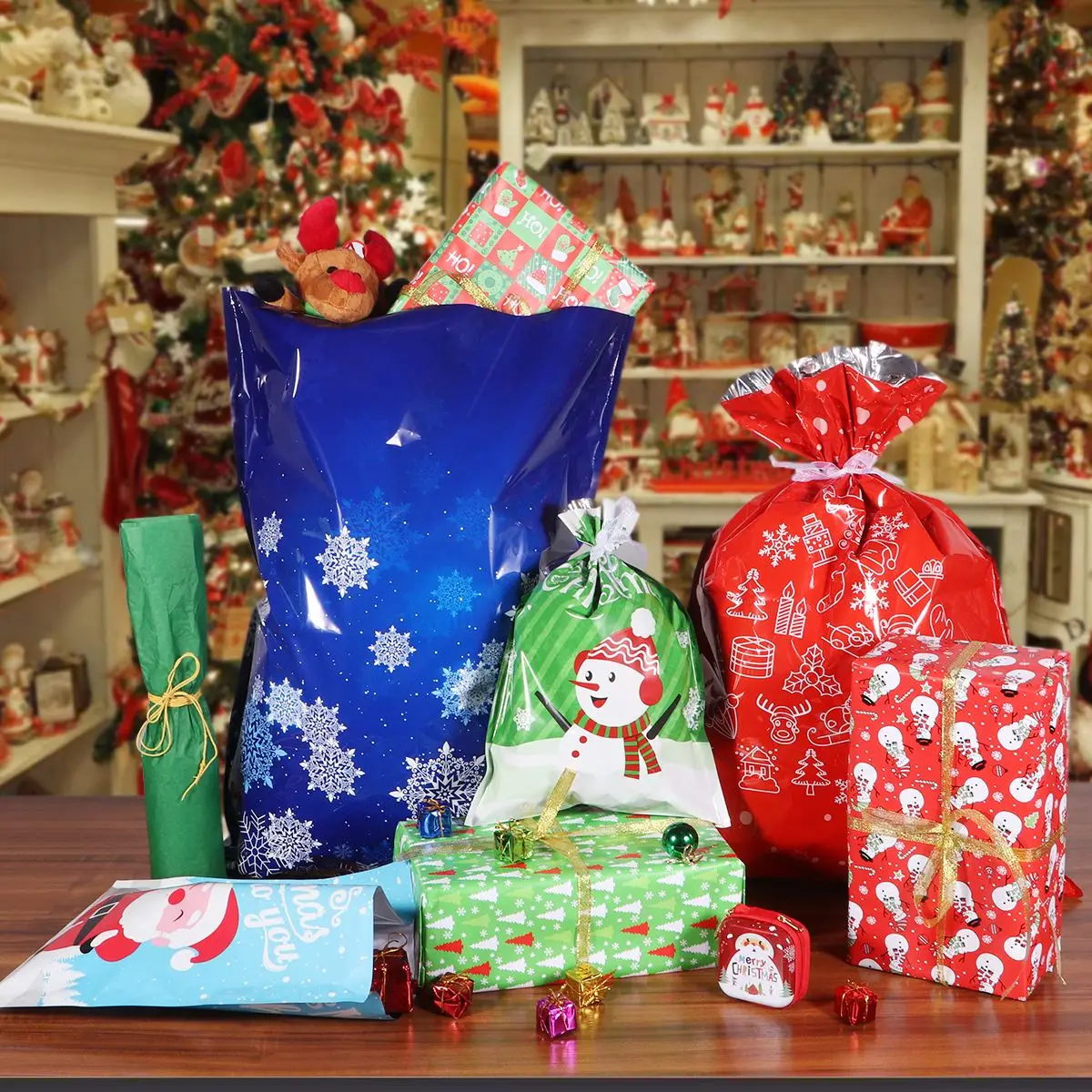 30 шт. подарочные сумки на шнурке для рождественской вечеринки, свадебных сувениров, сумки с завязками, рождественские подарочные сумки, конфетные детские сумки