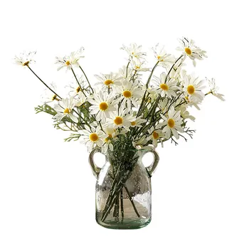 Artificial Flower Fake Flower 5 Branches 5 Heads Vintage Style Daisy Bouquet for Home Garden Office Dining Table Wedding Decor