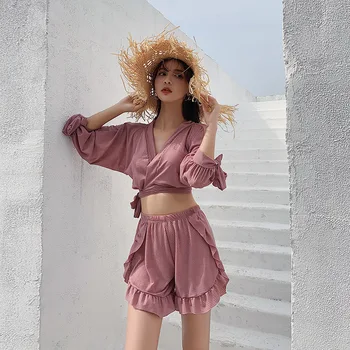 

Swimsuit Swimming Woman Rashguard Set Surf Sexy Bikini Women's Swimsuits 2019 Cover Thinness Sexiness New One Piece Solid