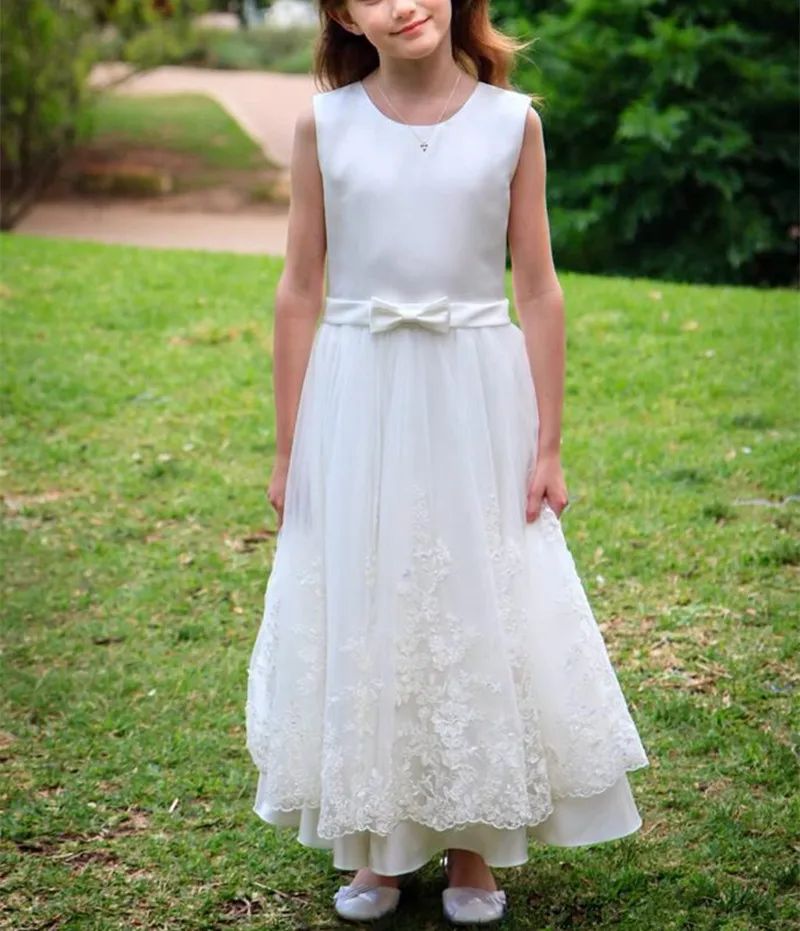 633Lovely Flower Girl Dresses With Lace For Wedding Girl`s Floor Length Child Party Birthday Dress Custom-made