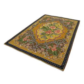 

192x281 Cm Yellow Handmade Vintage Moldovan Rugs Rug-6x9 Ft