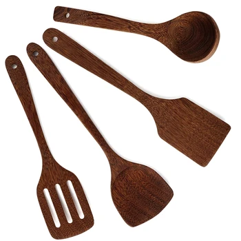

Wooden Spoons for Cooking Kitchen Utensil Set Of Unpainted and Wax-Free Handmade By Natural Wenge Wood Cooking Utensils Set Incl