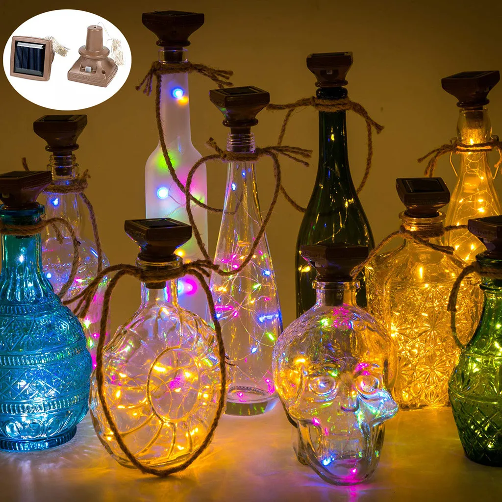 

1Pc Solar Energy Wine Bottle Light String Wedding Party Decor Cork Shaped LED Light Starry Light Wine Bottle Lamp Decor