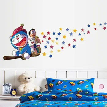 

Luminous Doraemon Wall Sticker For Kids Room Self-adhesive Wall Decor Machine Cat Wall Mural Cartoon Pattern Jingle Cats Decals