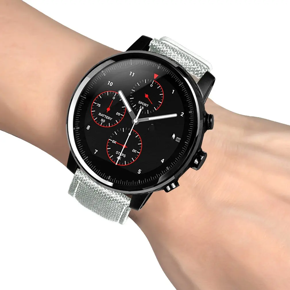 Для Wami Watch 2/2S Amazfit Stratos Холст+ кожаная Автомобильная линия плоский ремешок аксессуары для часов спортивные часы с силиконовым ремешком
