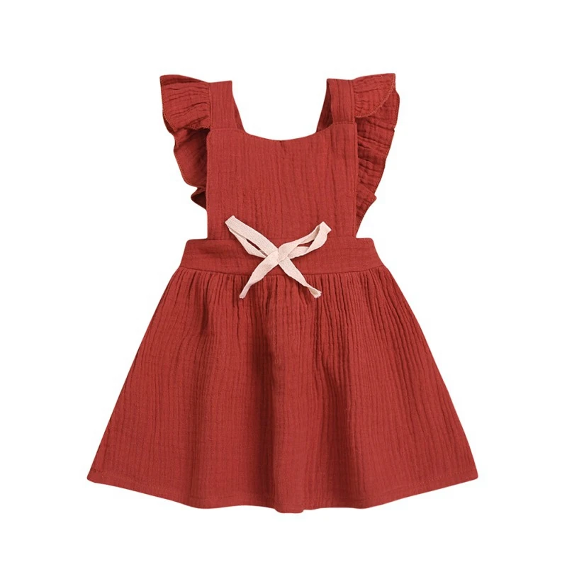 

Summer Baby Girl Dresses Clothing Sleeveless Ruffle Cute Bowknot Kids Dress Princess Clothes Girls Outfits Solid Color