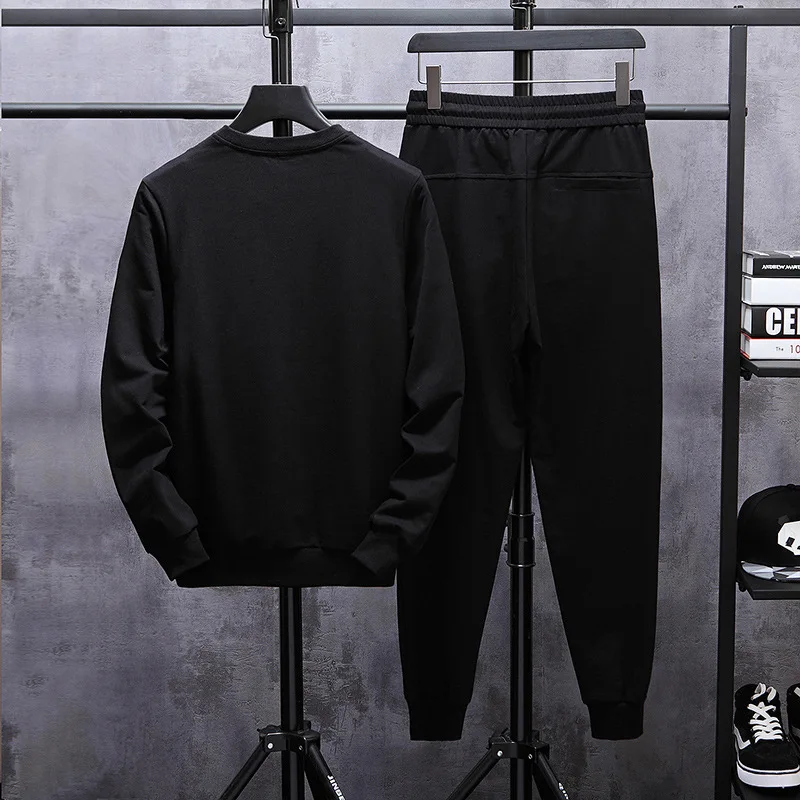 

2020 New Style Autumn Clothing Fashion Printed Men Sports Casual Two-Piece Set Long Sleeve Crew Neck Hoodie Suit Men's