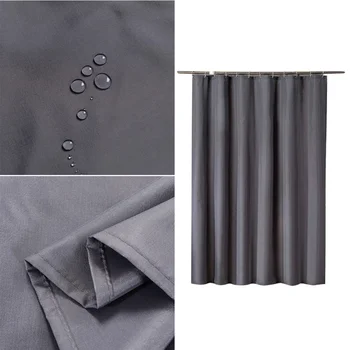 

Solid Color Partition Curtain Thickening Polyester Shower Curtain Dark Grey Mildew Proof Waterproof Cloth Shower Curtains Bathin