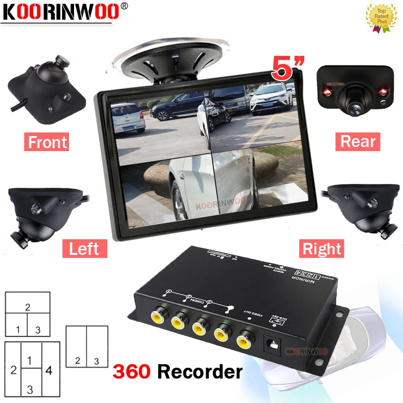 Koorinwoo переключатель 360 DVR система парковки 4-канальный раздельный ящик левый