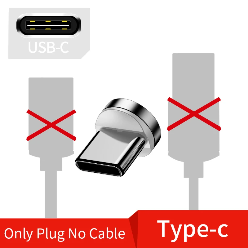 2 м Магнитный кабель Micro usb type C адаптер зарядное устройство Быстрая зарядка для iPhone11 Pro XS Max Xiaomi зарядка магнит Android телефон шнур - Цвет: Only Plug For Type C
