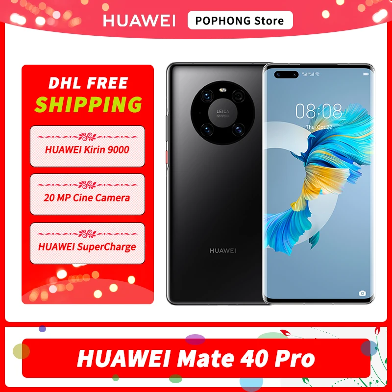 DHL Free HUAWEI Mate 40 Pro 5G Mobile Phone 6.76 inch 90Hz Curved Screen  Kirin 9000 Octa Core 5nm craft 50MP Ultra Vision Camera