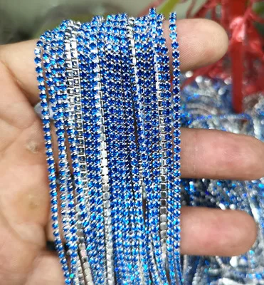1yard/piece 30colors glass crystal Rhinestone Chain,silver bottom sew on Cup Chains For diy Garment Bags decorations Kaplan