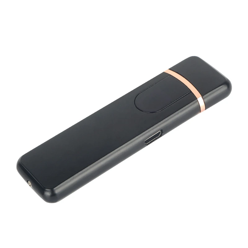 Сенсорный индукционный экран USB ультратонкая электронная зарядка Зажигалка сенсорная ветрозащитная Бездымная сигарета аксессуары - Цвет: Black