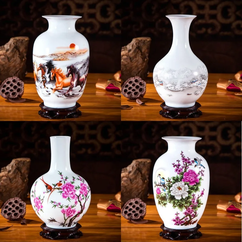 

Jingdezhen Ceramic Vases Pottery Decoration Living Room Flower Arrangement Modern Home Simple TV Cabinet Ceramic Gift
