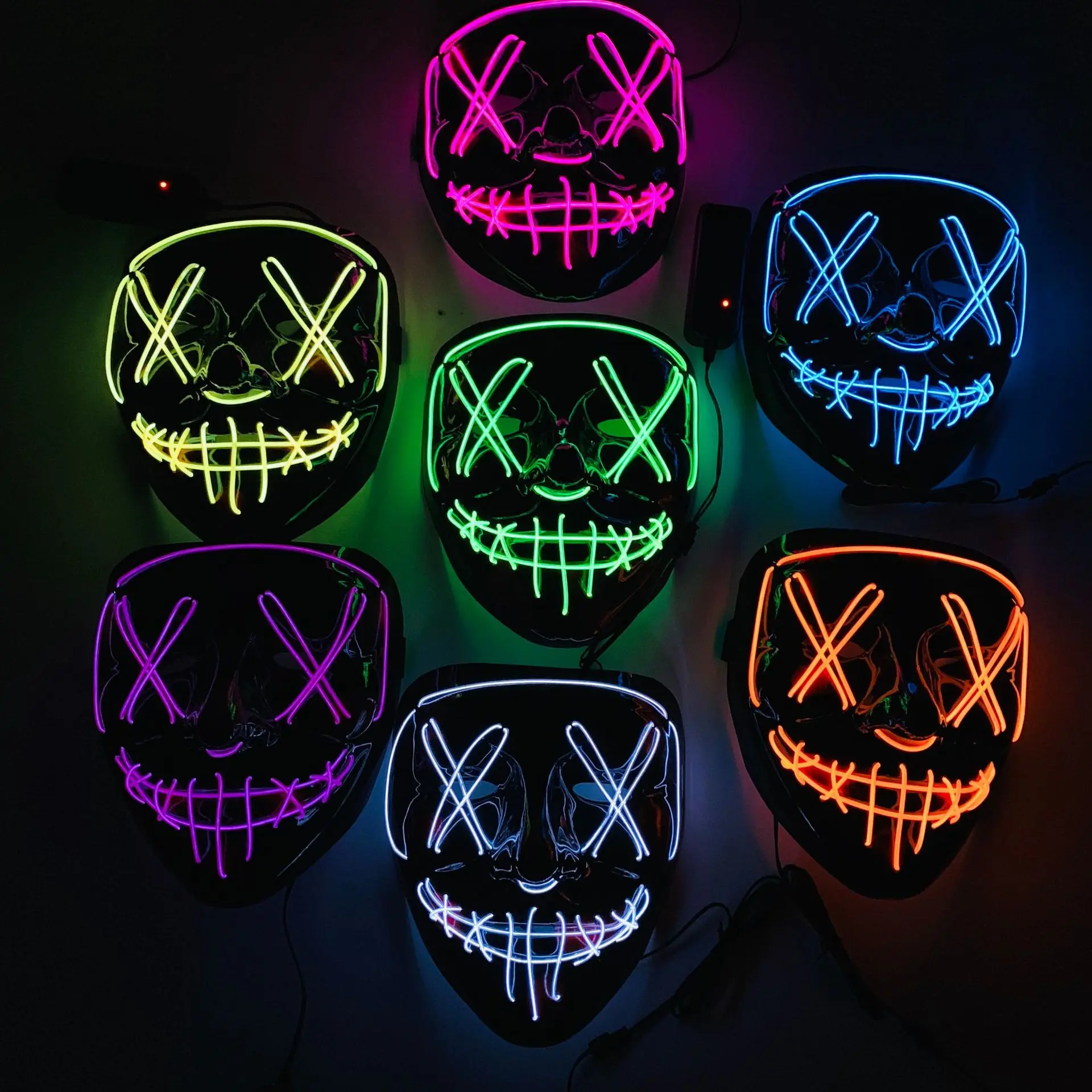 

LED MASK HALLOWEEN FLASH DECORATION Mask Prom Bar Halloween Party Costume Mask Cold Light Mask for Halloween Festival Party Toys