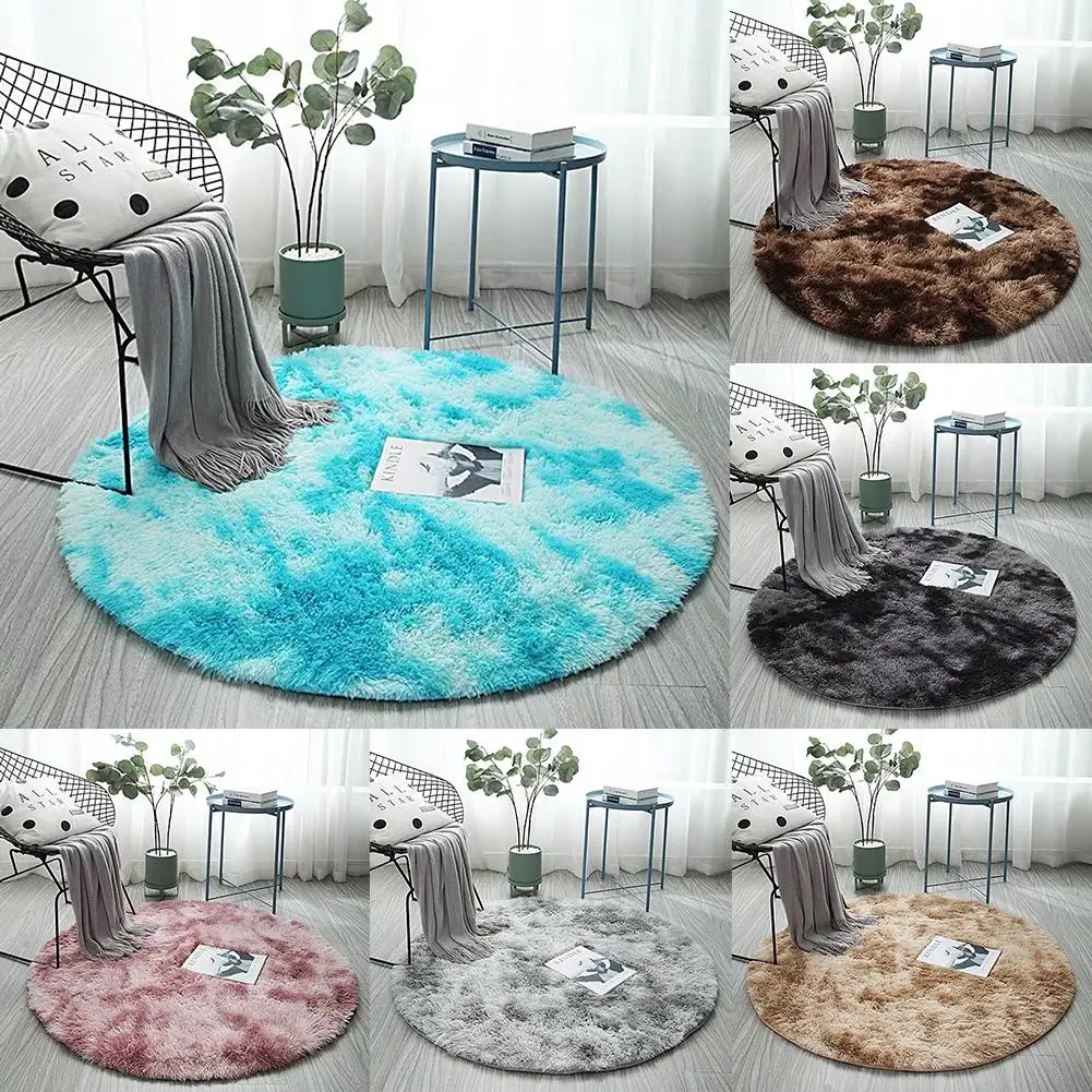 Мягкий круглый Пушистый Ковер, мягкая плюшевая Полиэстеровая ковер для гостиной, коврик для дома, плюшевые ковры для гостиной