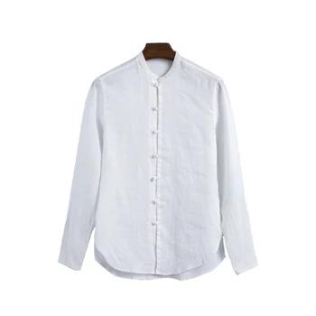 

2019 Autumn Men Shirt Casual White Shirt 100% Linen Long Sleeve Shirts Slim Brand Clothing Free Shipping Y1959