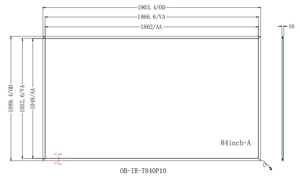 Мультисенсорная накладка с 10 точками касания, 8" сенсорный экран, ODM OEM