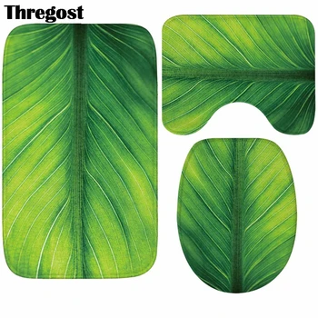 

3pcs/Set Leaves Pattern Bathroom Mat Microfiber Bath Mat Set Non Slip Bath Mats Machine Washable Shower Carpet Washroom Rugs