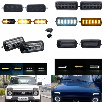 

For Lada Niva Light Car DRL LED Tail light For Lada Urban 4X4 7inch Led Headlight Hi/Low Beam Light Halo Angle Eyes DRL Headlamp