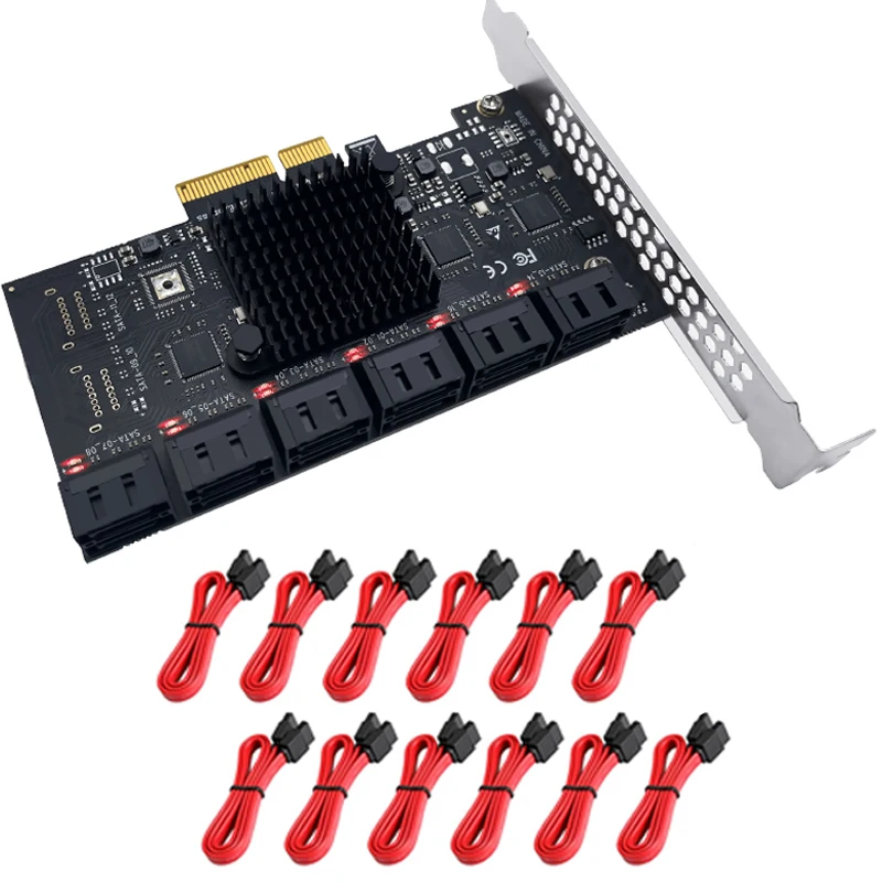 ЧИА Майнинг 12 портов SATA 3 0 PCIe карта контроллер 6G внутренний адаптер