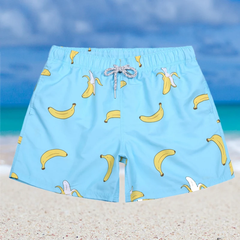 

Men Shorts Board Beach Shorts Swimwear Swimming Shorts Elastic Banana Printed Men Casual Running Sports Surffing Shorts