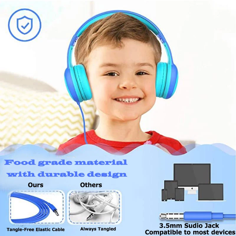 Cat Ear Wired Kids Headphones Foldable Adjustable Wired Music Headphone With 3 5mm Audio Jack for Boys Girls Birthday Gift