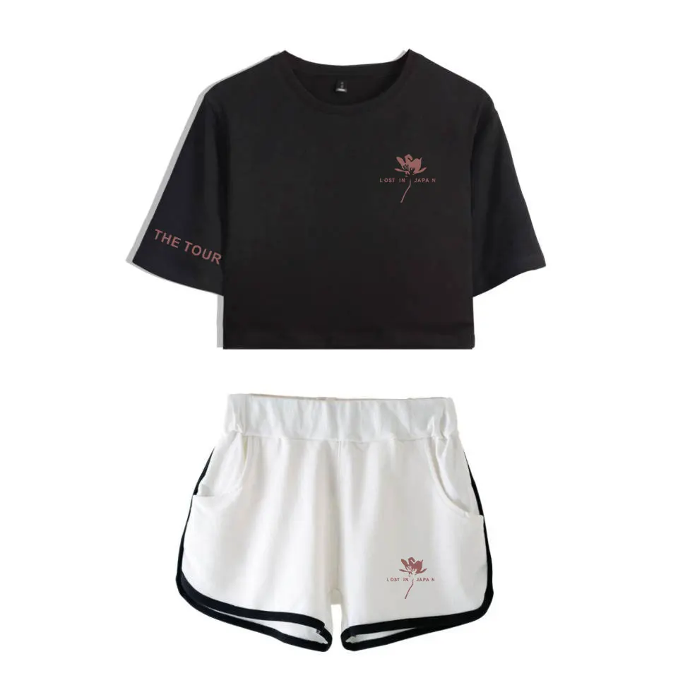 SHAWN  MENDES  sets  Summer K-pops Women Two Piece Set Shorts and T-shirts Clothes 2019 Tops Hot Sale K-pops sets Plus Size xxl
