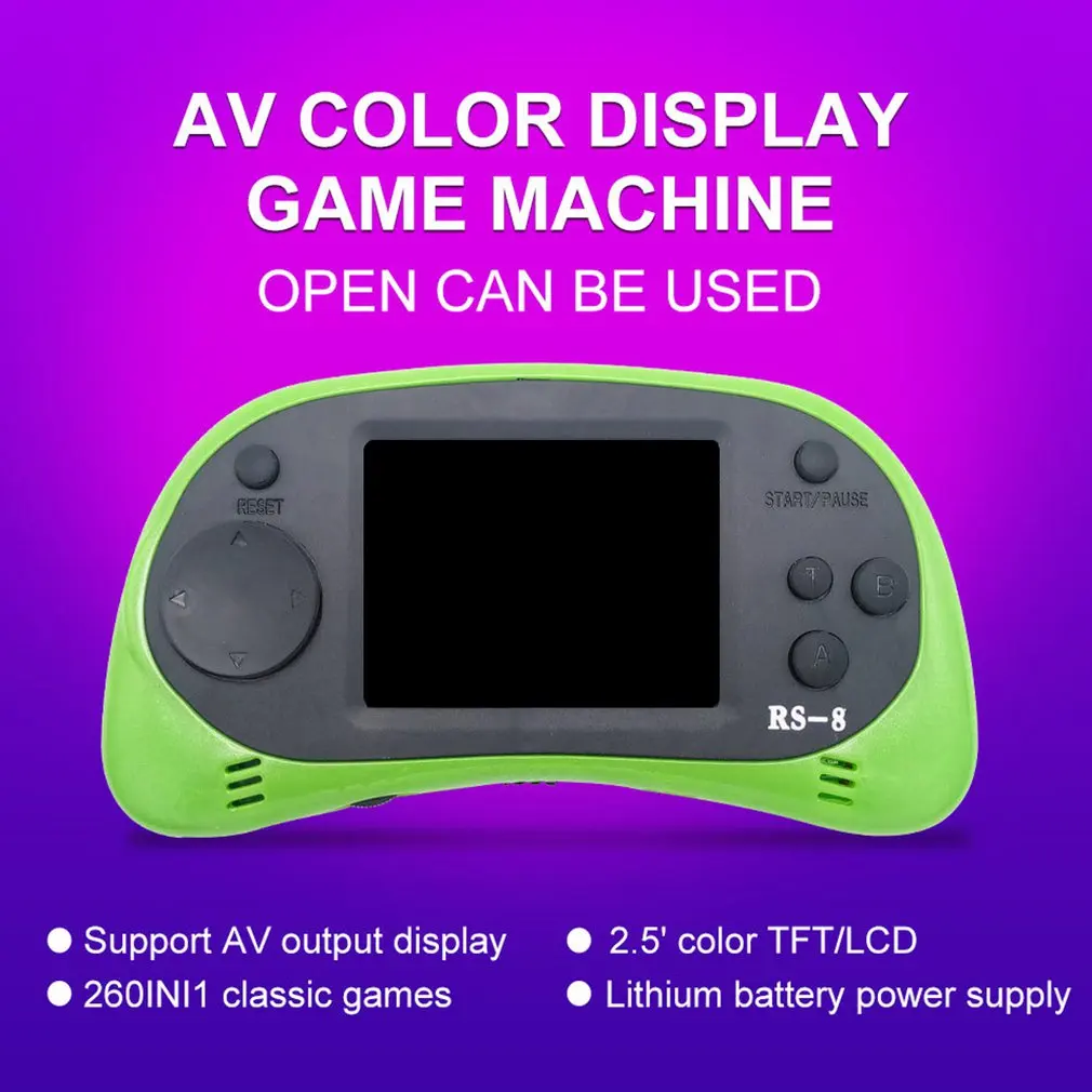 RS-8X Handheld Video Game Console Player Family Recreation Gaming System Built-in HD TV AV Output Games