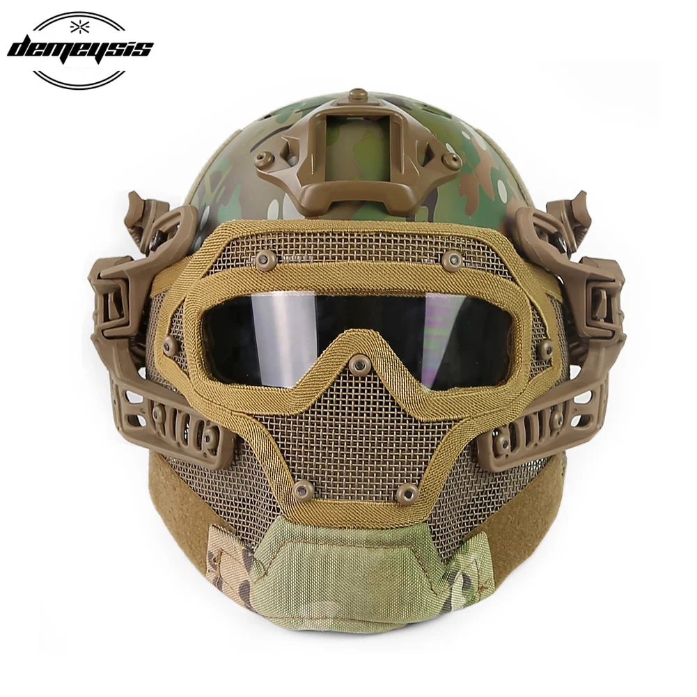 

Airsoft FAST Helmet with Mask Paintball Full Face Helmet Military Protective Face Mask Tactical Camouflage Full Face Mask