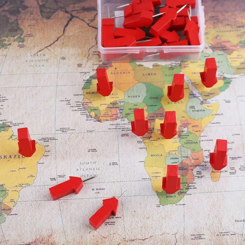 Push pins Thumbtack Pins 25/50pcs Arrow Map Markers Wooden Photo Studs Cork Board Pins