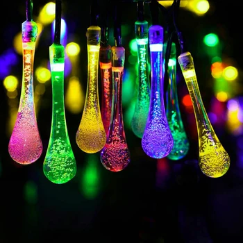 

Solar Powered 30 LED Water Drop Festoon Ball Lamp Bulb String Lights Holiday Wedding Garden String Light Lantern Waterproof