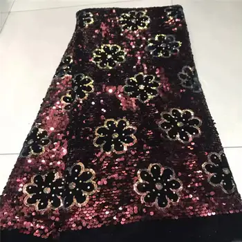 

Peach Velvet Lace Fabric for Dresses Latest Nigerian French Tulle Lace with Sequin High Quality African Sequins Lace Fabric