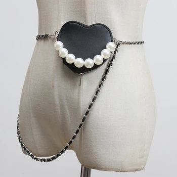 

SeeBeautiful Long Chain Man-made Pearl Removable Small Bag PU Leather Belts Woman Summer Autumn 2020 New Fashion Tide T013