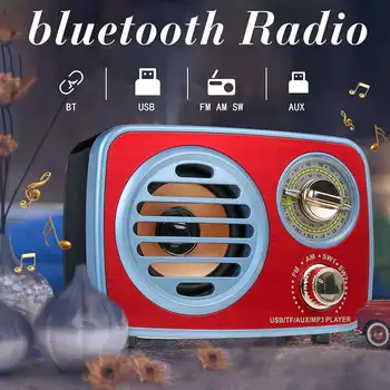 

KINCO MIni Portable Retro Radio Handheld Receiver AM FM SW+bluetooth Speaker AUX USB TF MP3 Phone Music Player Radio