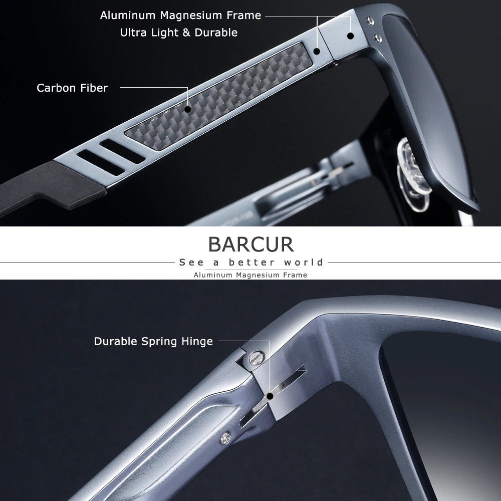 BARCUR трендовая стильная алюминиевая магниевое стекло квадратные мужские солнцезащитные очки поляризованные солнцезащитные очки для мужчин спортивные очки Oculos de sol