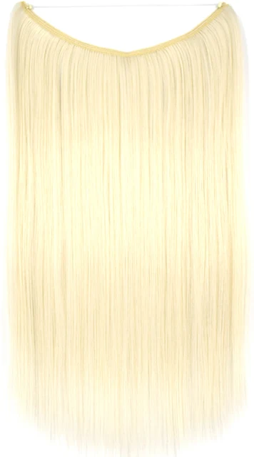 TOPREETY Heat Resistant Synthetic Hair 100gr Silky Straight Elasticity Invisible Wire Halo Hair Extensions 8006 60